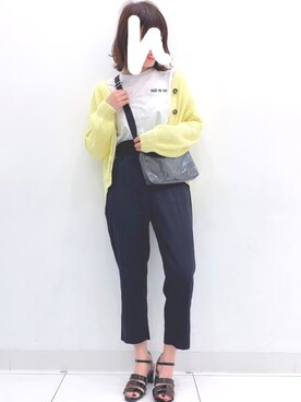 「GU（ジーユー）のアイテム（その他パンツ、ブラック系）」を使った、aochanさん（レディース・164cm）の春コーディネート