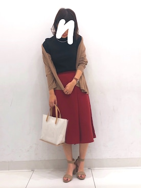 「GU（ジーユー）のアイテム（パンツ、レッド系）」を使った、aochanさん（レディース・164cm）の春コーディネート