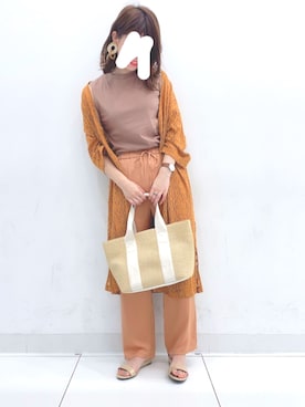 「GU（ジーユー）のアイテム（カーディガン/ボレロ、オレンジ系）」を使った、aochanさん（レディース・164cm）の夏コーディネート