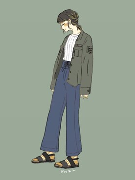 ミリタリージャケットを使った イラスト のレディース人気ファッションコーディネート Wear