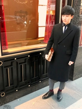 「ポールスミス」｜「アイテム（チェスターコート）」を使った、hiroさん（メンズ・173cm）の冬コーディネート