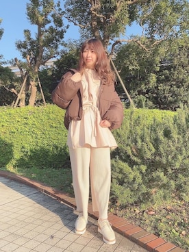 「トレンドファッション」｜「アイテム（ダウンジャケット/コート）」を使った、RETROGIRLさん（レディース・159cm）の秋コーディネート