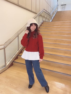 「トレンドファッション」｜「アイテム（帽子）」を使った、RETROGIRLさん（レディース・159cm）の冬コーディネート