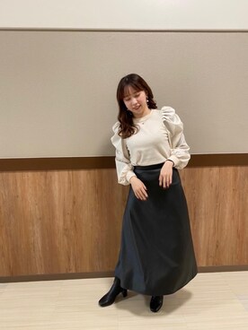 「パワショルニット」｜RETROGIRLさん（レディース・160cm）の冬コーディネート