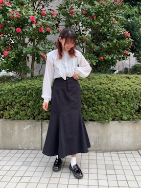「トレンドファッション」｜「アイテム（ローファー）」を使った、RETROGIRLさん（レディース・163cm）の春コーディネート