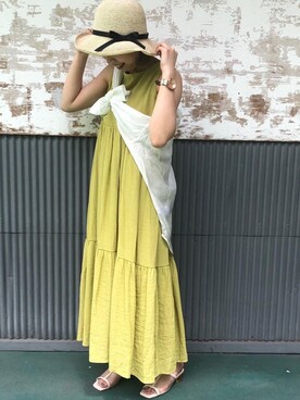 「アースカラー」｜「アイテム（ワンピース/ドレス）」を使った、RETROGIRLさん（レディース・158cm）の夏コーディネート