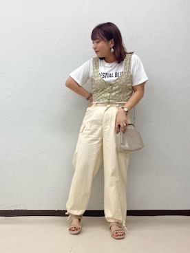「トレンドファッション」｜「アイテム（カーゴパンツ）」を使った、RETROGIRLさん（レディース・150cm）の夏コーディネート