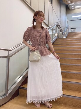 「アイテム（ショルダーバッグ、ゴールド系）」を使った、RETROGIRLさん（レディース・154cm）の夏コーディネート