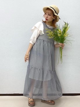 「トレンドファッション」｜「アイテム（ワンピース）」を使った、RETROGIRLさん（レディース・157cm）の夏コーディネート