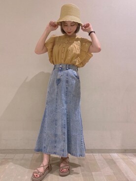 「トレンドファッション」｜「アイテム（帽子）」を使った、RETROGIRLさん（レディース・157cm）の夏コーディネート