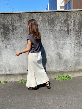 「アイテム（デニムスカート、ホワイト系）」を使った、RETROGIRLさん（レディース・161cm）の夏コーディネート