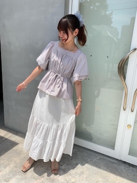 「アイテム（トップス、ブラウン系）」を使った、RETROGIRLさん（レディース・163cm）の夏コーディネート