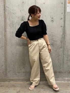 「アイテム（デニムパンツ、ベージュ系）」を使った、RETROGIRLさん（レディース・150cm）の夏コーディネート