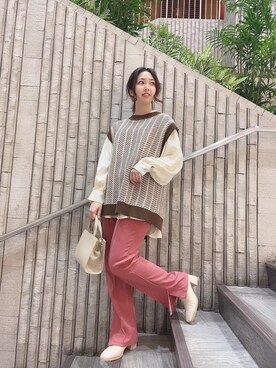 「トレンドファッション」｜「アイテム（スラックス）」を使った、RETROGIRLさん（レディース・159cm）の秋コーディネート