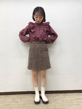 「ems excite（エムズエキサイト）のアイテム」を使った、RETROGIRLさん（レディース・157cm）の秋コーディネート