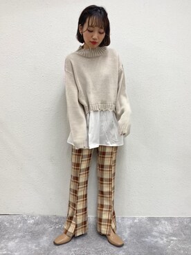 「トレンドファッション」｜「アイテム（スラックス）」を使った、RETROGIRLさん（レディース・157cm）の秋コーディネート