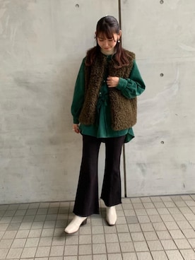 「トレンドファッション」｜「アイテム（スラックス）」を使った、RETROGIRLさん（レディース・163cm）の秋コーディネート