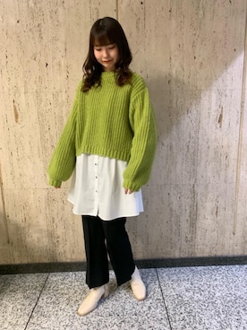 「トレンドファッション」｜「アイテム（スラックス）」を使った、RETROGIRLさん（レディース・163cm）の冬コーディネート