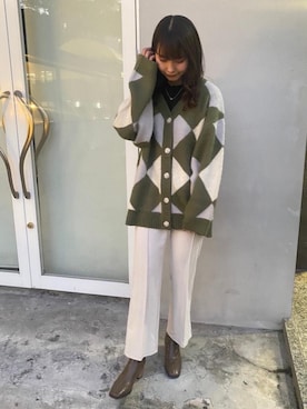 「トレンドファッション」｜「アイテム（スラックス）」を使った、RETROGIRLさん（レディース・163cm）の冬コーディネート