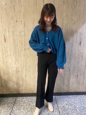 「トレンドファッション」｜「アイテム（スラックス）」を使った、RETROGIRLさん（レディース・163cm）の冬コーディネート