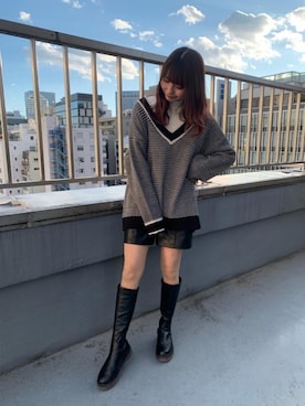 「トレンドファッション」｜「アイテム（ブーツ）」を使った、RETROGIRLさん（レディース・163cm）の冬コーディネート