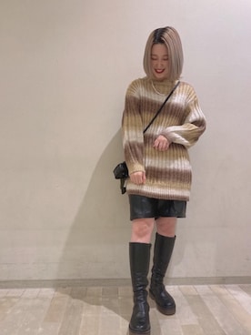 「トレンドファッション」｜「アイテム（ブーツ）」を使った、RETROGIRLさん（レディース・157cm）の冬コーディネート