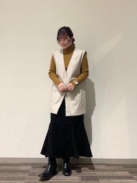 「トレンドファッション」｜「アイテム（ブーツ）」を使った、RETROGIRLさん（レディース・152cm）の冬コーディネート