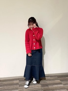 「ダメージカーディガン」｜RETROGIRLさん（レディース・152cm）の冬コーディネート