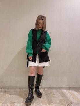 「トレンドファッション」｜「アイテム（ブーツ）」を使った、RETROGIRLさん（レディース・157cm）の冬コーディネート