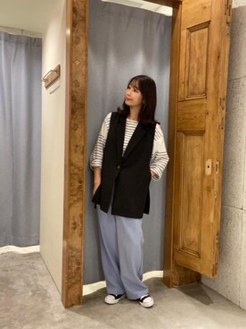 「トレンドファッション」｜「アイテム（スラックス）」を使った、RETROGIRLさん（レディース・161cm）の春コーディネート