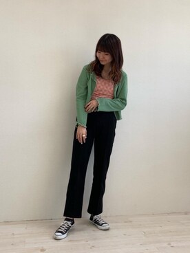 「トレンドファッション」｜「アイテム（スラックス）」を使った、RETROGIRLさん（レディース・165cm）の春コーディネート