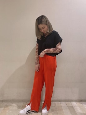 「トレンドファッション」｜「アイテム（スラックス）」を使った、RETROGIRLさん（レディース・157cm）の春コーディネート