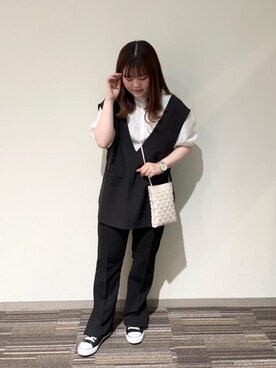 「トレンドファッション」｜「アイテム（スラックス）」を使った、RETROGIRLさん（レディース・152cm）の春コーディネート