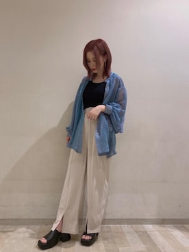 「トレンドファッション」｜「アイテム（スラックス）」を使った、RETROGIRLさん（レディース・157cm）の春コーディネート