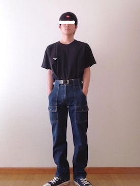 「HANES（ヘインズ）のアイテム（帽子）」を使った、016さん（メンズ・164cm）の夏コーディネート