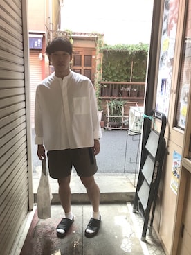「niko and...（ニコアンド）の<別注>Sencillo/スライドサンダル（サンダル）」を使った、しゅとちゃんさん（メンズ・168cm）の夏コーディネート