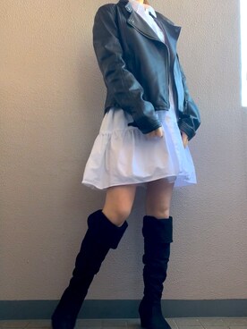 「GRL」｜「アイテム（ライダースジャケット）」を使った、himmelさん（レディース・150cm）の秋コーディネート