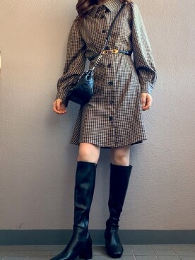 「レザー」｜「アイテム（シャツワンピース）」を使った、himmelさん（レディース・150cm）の冬コーディネート