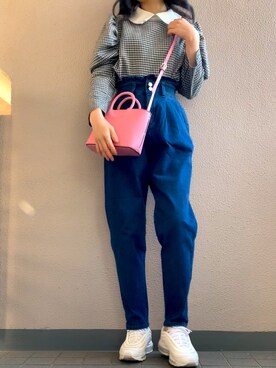 「GRL（グレイル）のフリルマムデニムパンツ（デニムパンツ）」を使った、himmelさん（レディース・150cm）の冬コーディネート