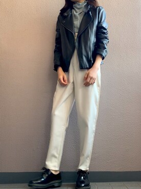 「GRL（グレイル）のアイテム（ライダースジャケット）」を使った、himmelさん（レディース・150cm）の春コーディネート