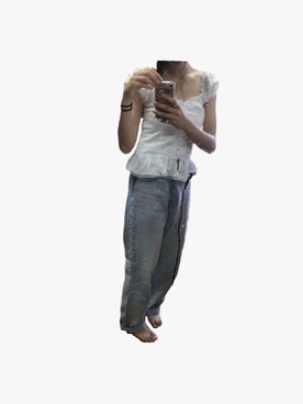 「PAGEBOY（ページボーイ）のアイテム（デニムパンツ、ブルー系）」を使った、naccoさん（レディース・157cm）の秋コーディネート