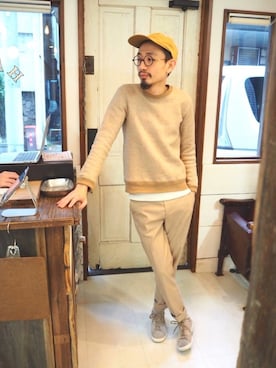 「ALLEGE（アレッジ）のアイテム（スウェット）」を使った、HACHI&CO.さん（メンズ・168cm）の冬コーディネート