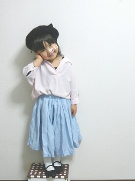 「スカーチョ」｜「アイテム（バレエシューズ）」を使った、みー🐱さん（キッズ・90cm）の春コーディネート