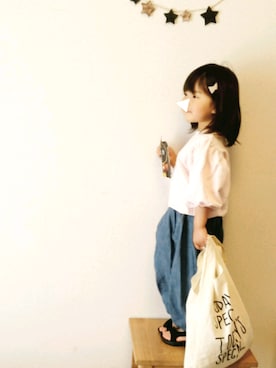 「バルーン袖」｜「アイテム（その他）」を使った、みー🐱さん（キッズ・100cm）の春コーディネート