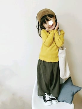 「カーキパンツ」｜みー🐱さん（キッズ・100cm）の秋コーディネート