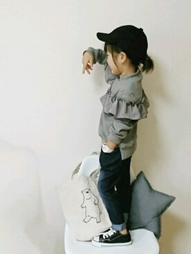「wearhalloween2017」｜「アイテム（キャップ）」を使った、みー🐱さん（キッズ・100cm）の秋コーディネート