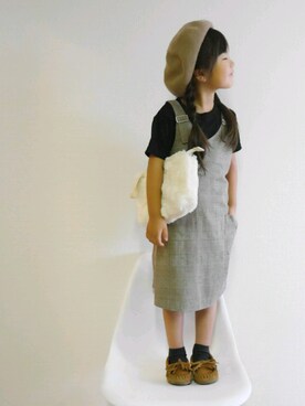 「グレンチェック」｜「アイテム（ジャンパースカート）」を使った、みー🐱さん（キッズ・100cm）の夏コーディネート