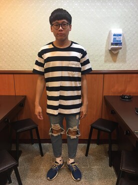 「UNIQLO（ユニクロ）のアイテム（Tシャツ/カットソー、その他）」を使った、小Q~さん（メンズ・167cm）の夏コーディネート