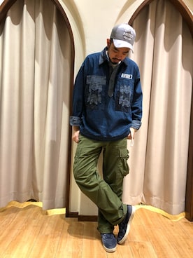 「TYPE BLUE（タイプブルー）のアイテム（トップス）」を使った、KJさん（メンズ・181cm）の夏コーディネート
