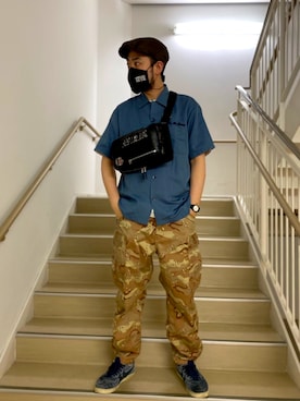 「AVIREX（アヴィレックス）のアイテム（ハンチング/ベレー帽）」を使った、KJさん（メンズ・181cm）の春コーディネート